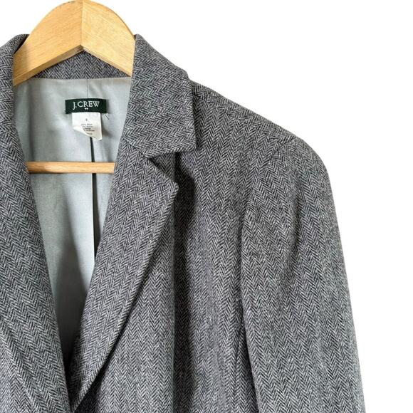 J.Crew Gray Herringbone Tweed Wool Blazer Jacket One-Button Fully Lined, Size 6 - Picture 4 of 10